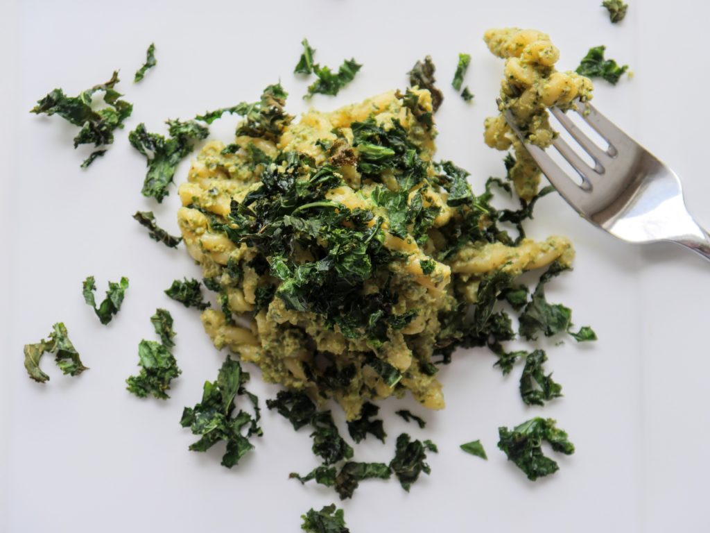 Pasta with kale stem pesto